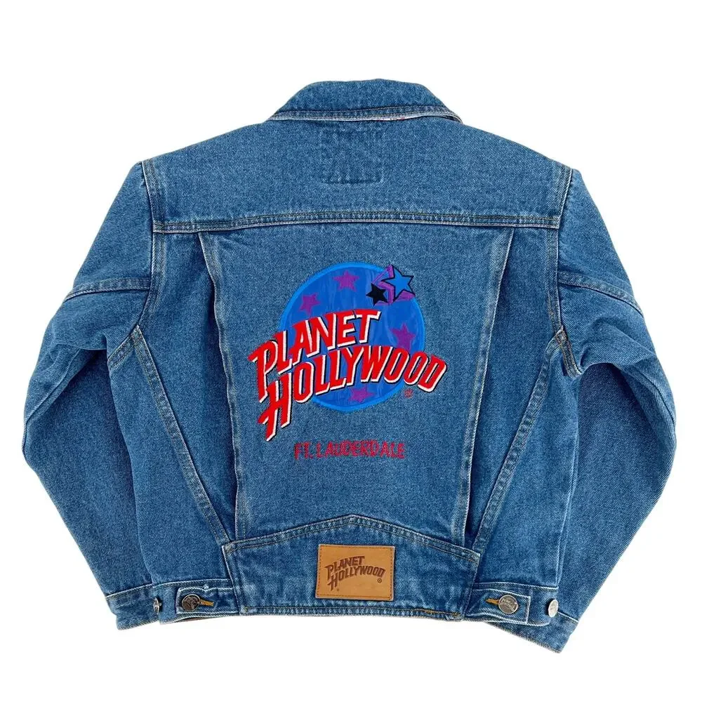 90s denim jean jacket Planet Hollywood Ft Lauderdale 1990s vintage kids medium